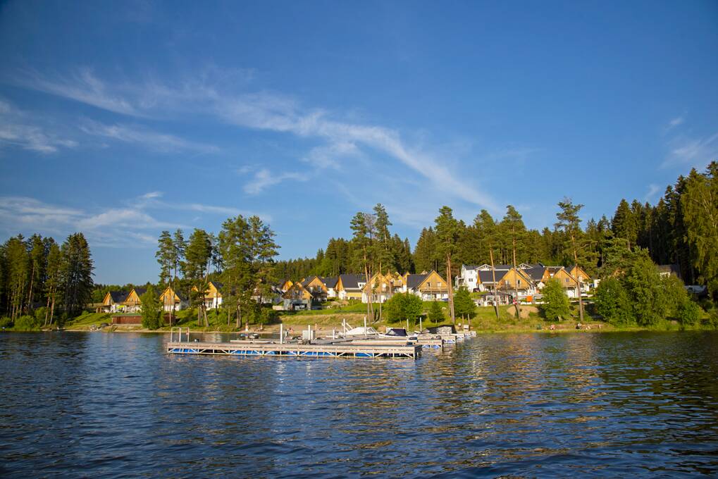 Lipno Village with Lipno Club houses on the shore of Lake Lipno